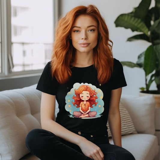 Cute Girl Yoga Meditation T-Shirt