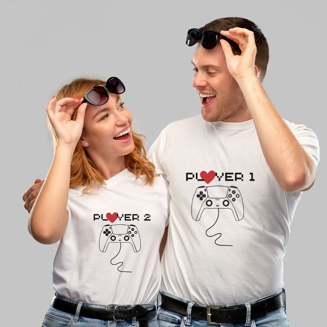 Player White T Shirt for Couple
