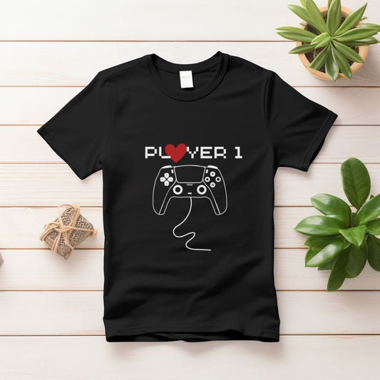 Player Black T Shirt for Couple
