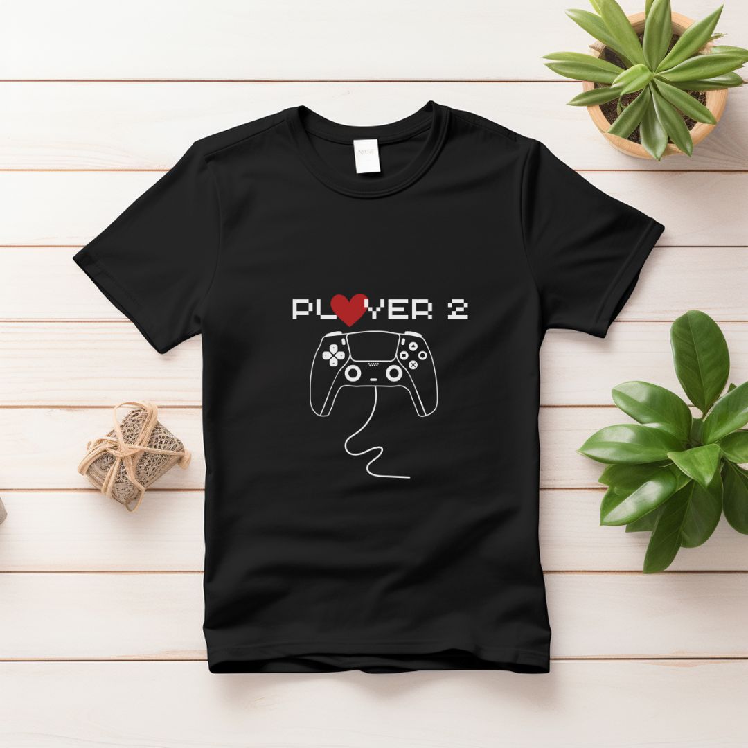 Player Black T Shirt for Couple