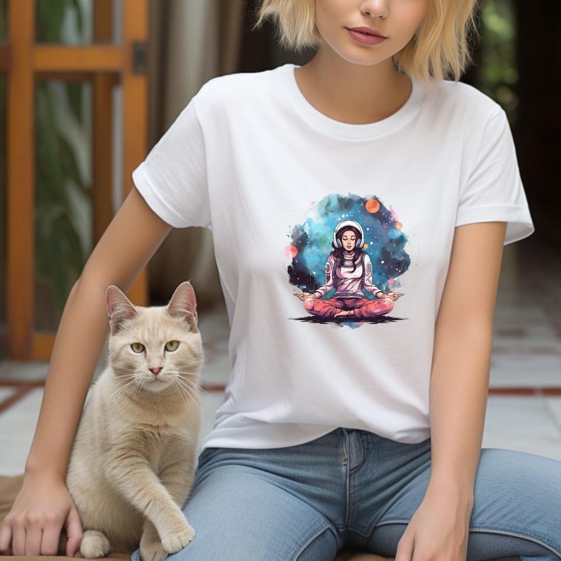 Astronaut Women Meditation Yoga T-Shirt