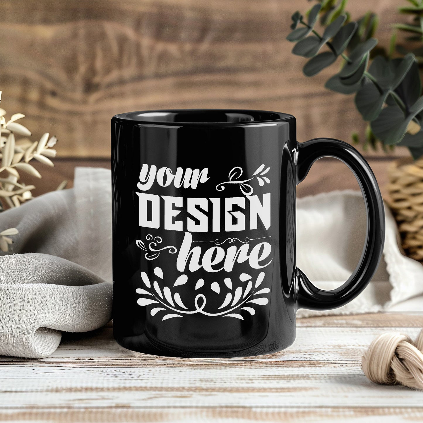 Custom 11 oz Black Ceramic Coffee Mug 360 ml