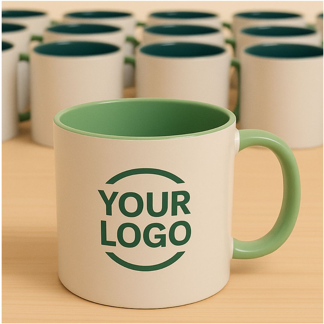 Custom 3 Tone Light Green Ceramic Mug with Inner & Handle color – 360 ml