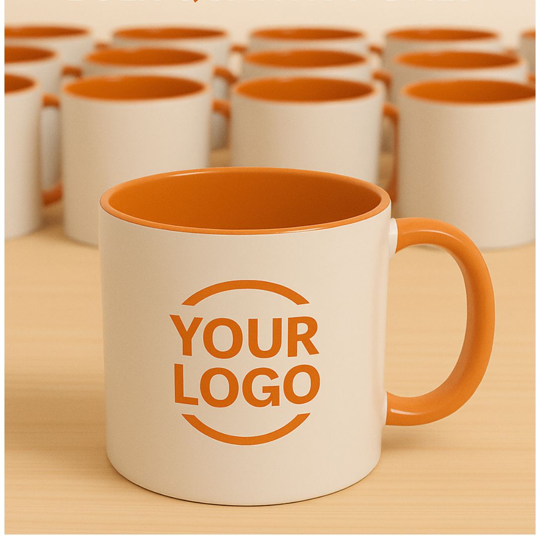 Custom 3 Tone Orange Ceramic Mug with Inner & Handle color – 360 ml