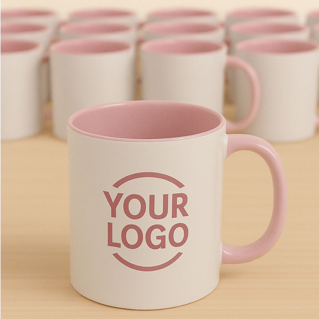 Custom 3 Tone Pink Ceramic Mug with Inner & Handle color – 360 ml