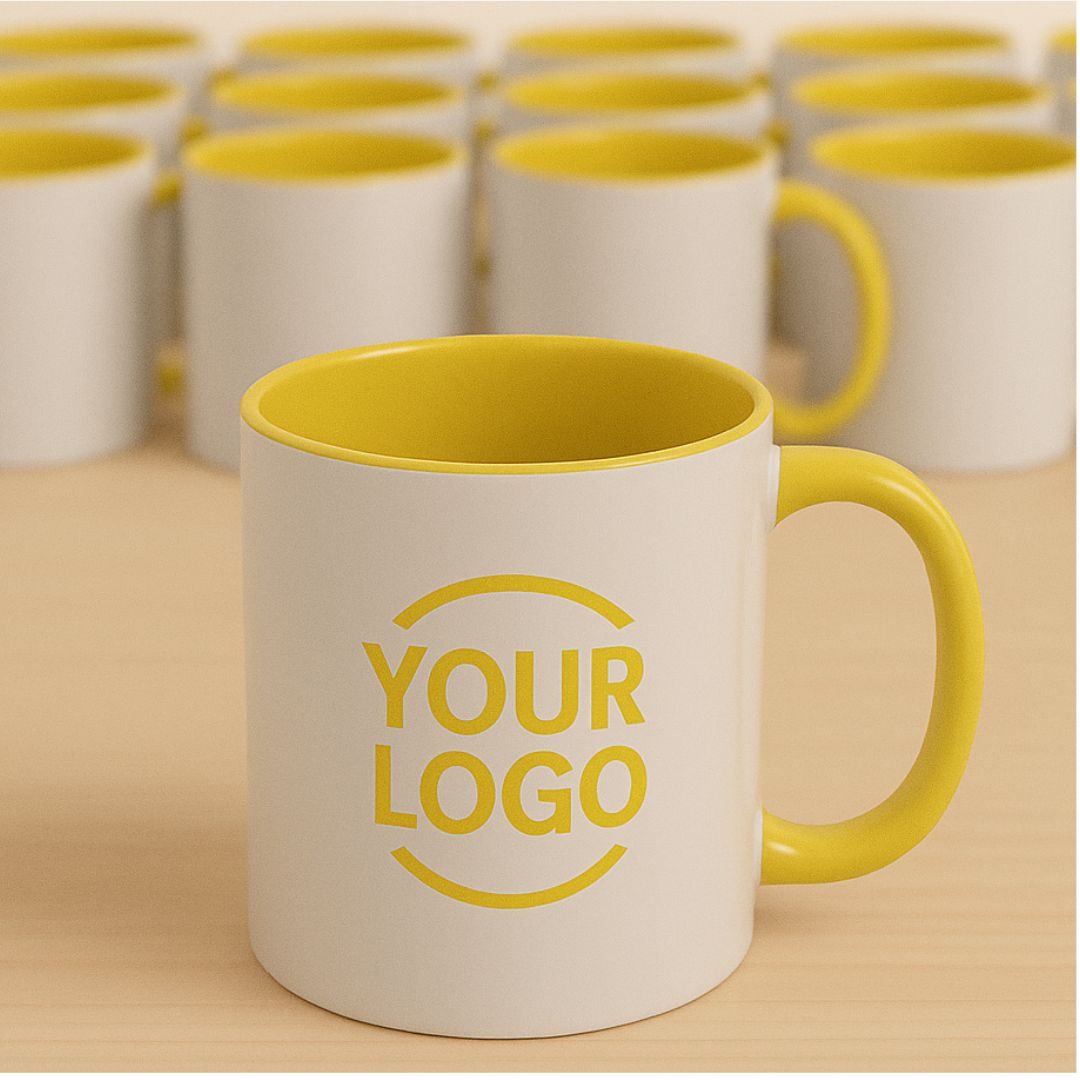Custom 3 Tone Yellow Ceramic Mug with Inner & Handle color – 360 ml