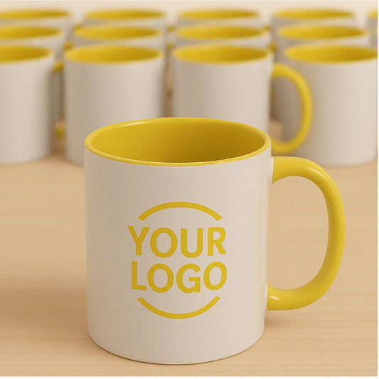 Custom 3 Tone Yellow Ceramic Mug with Inner & Handle color – 360 ml